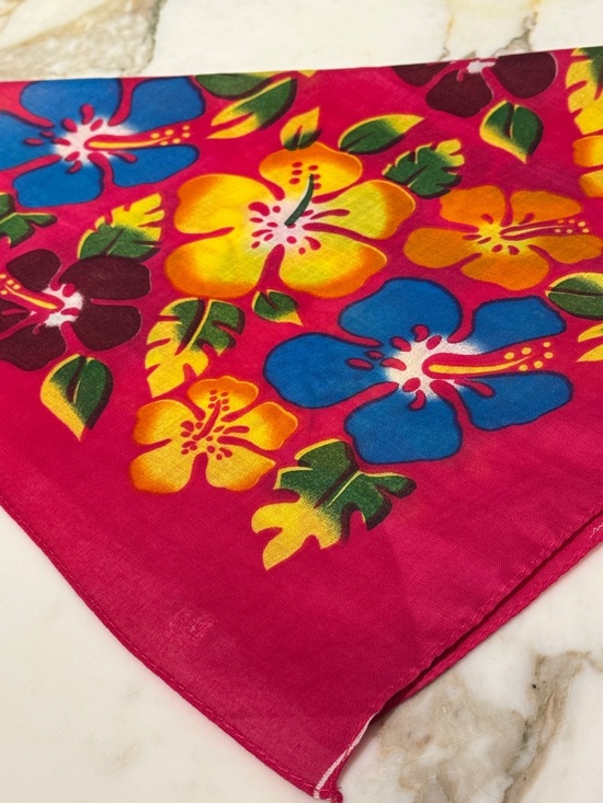OTC Pink Hawaiian Floral Bandana Scarf - Picture 5 of 8
